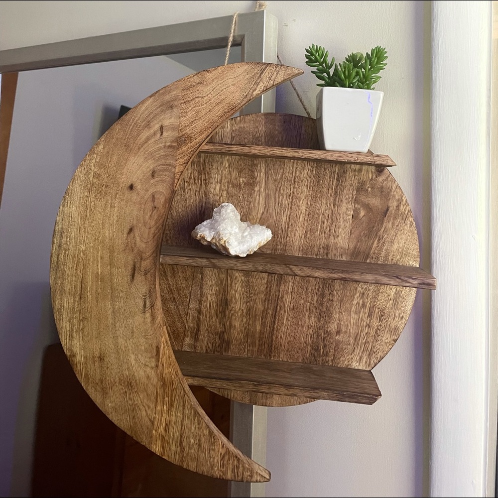 Moon wooden hanging shelf